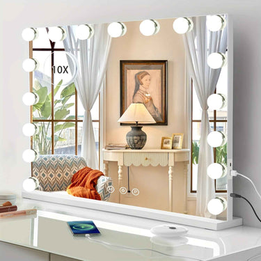 Hollywood Mirror 23.6x20.5in, 17 Dimmable LED Lights, Lighted Makeup Mirror, 3 Colour Lighting Modes